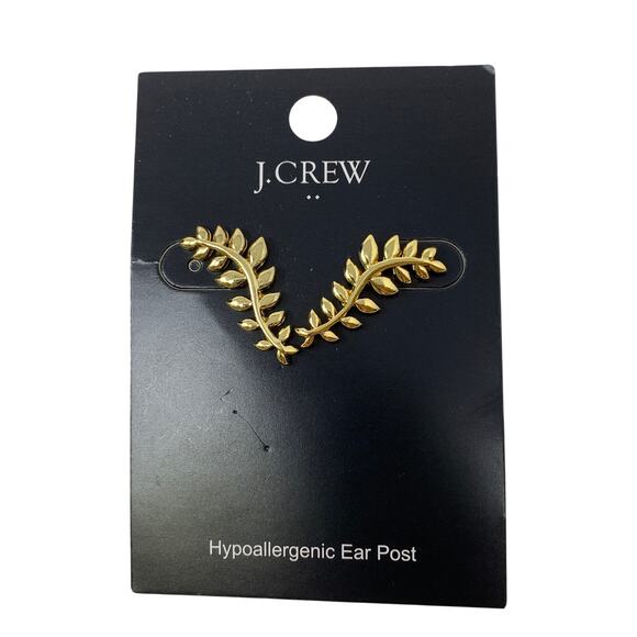 J.Crew Factory Gold Tone Leaf Ear Crawler Earrings NEW - Picture 1 of 3